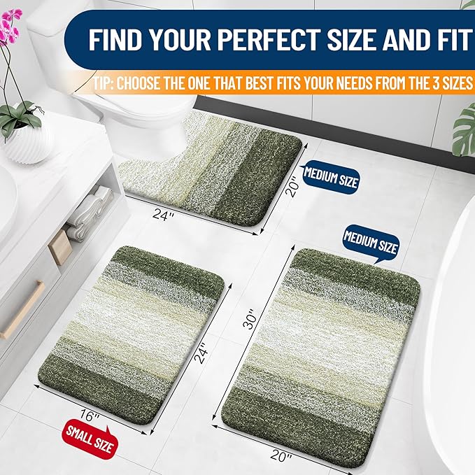 OLANLY Bathroom Rugs Mat 44x24, Extra Soft Absorbent Microfiber Bath Rugs, Rubber Backing, Quick Dry, Machine Washable Bath Mats for Bathroom Floor, Tub and Shower, Home Decor Accessories, Dark Green