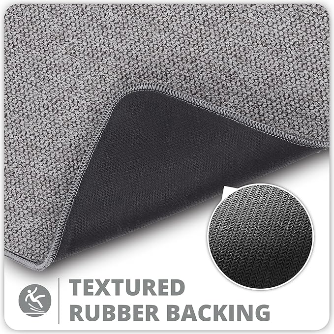 Bath Mat,Ultra Thin Bathroom Runner Rugs,Large Bath Mats for Bathroom,Quick Dry,Non-Slip,Machine Washable,Low Pile,Bath Rug,Shower Outside,Sink,Home Decor Accessories.Grey,1'5"x4'11"（17x59inch）