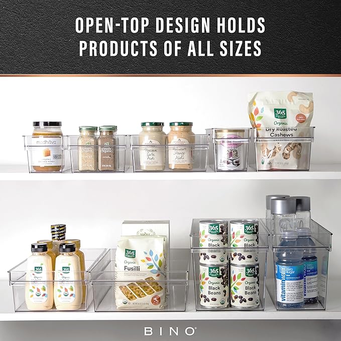 BINO | Plastic Storage Bins, Large - Deep | THE HANDLER COLLECTION | Multipurpose Organizer Bins | Kitchen Pantry Organizers and Storage | Clear Containers for Organizing Home | Freezer Organizer