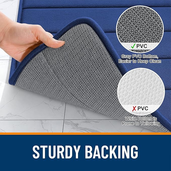OLANLY Memory Foam Bath Mat 70x46, Super Soft Absorbent Bathroom Rugs, Quick Dry, Machine Washable Shower Floor Rugs, Bathmat Carpet, Bathroom Home Decor Accessories, Twilight Sapphire