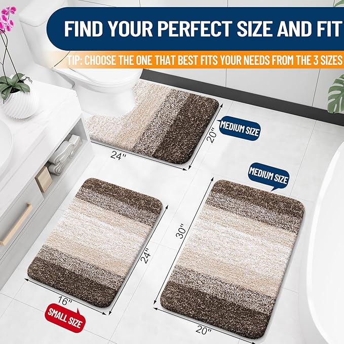 OLANLY Bathroom Rugs Mat 54x24, Extra Soft Absorbent Microfiber Bath Rugs, Rubber Backing, Quick Dry, Machine Washable Bath Mats for Bathroom Floor, Tub and Shower, Home Decor Accessories, Light Brown