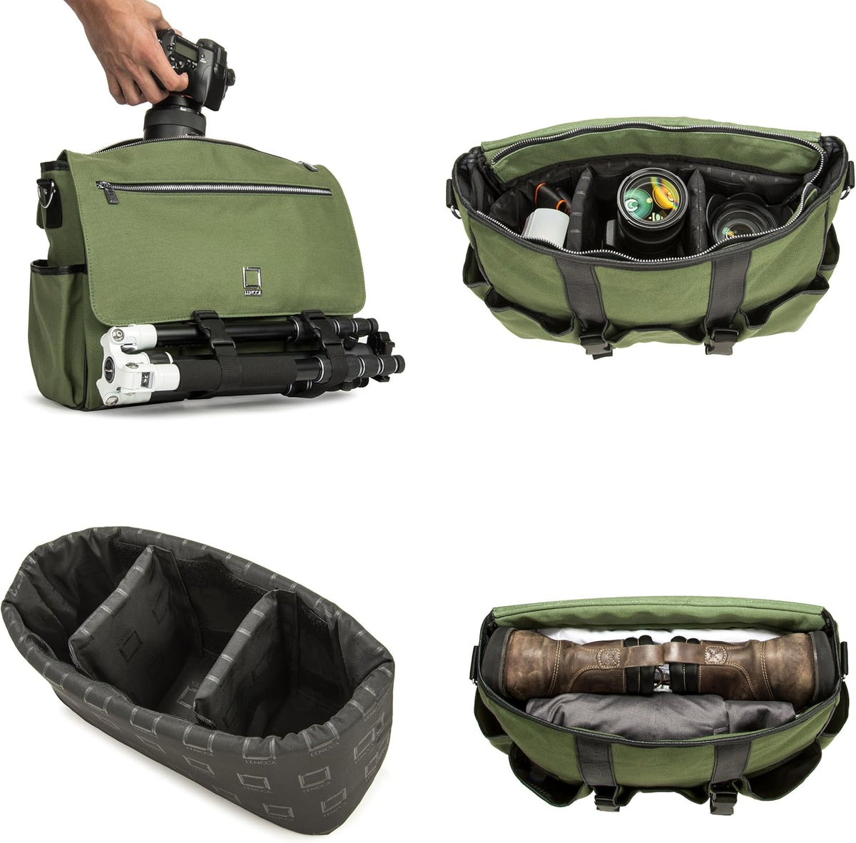 Lencca Waterproof Shoulder Messenger Camera Bag with Laptop Compartment for DSLR, Mirrorless Cameras