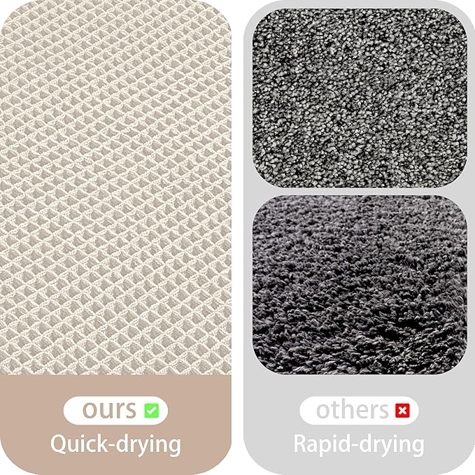 Waffle Bath Mat Non Slip, Boho Runner Rug, Super Absorbent Quick Dry Long Bath Runner Bathroom, Soft Farmhouse Bath Rug with Tassels, Washable Shower Mats for Floor 24"x48", Tassels Cream