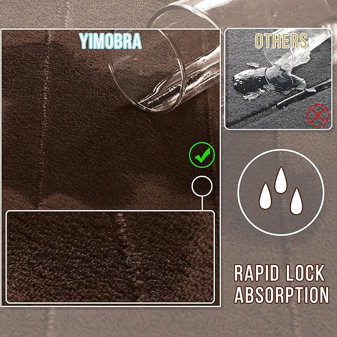 Yimobra Memory Foam Toilet Bath Mat U-Shaped, Soft and Comfortable, Super Water Absorbent, Non-Slip, Machine Wash and Easy to Dry for Bathroom Commode Contour Rug, 24 X 20 Inches, Brown