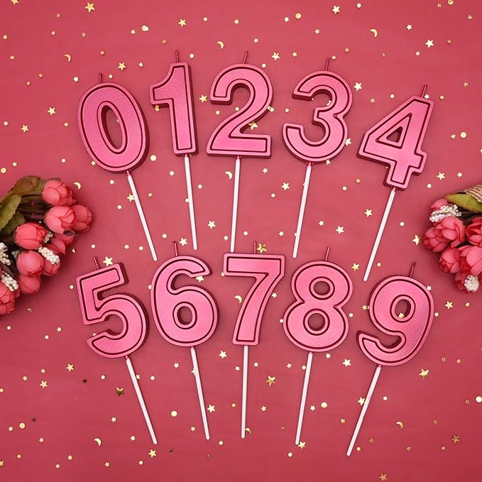 PHD CAKE 2.76 Inch Luxe Red 8 Number Birthday Candles, Red Number Candles, Cake Number Candles, Party Celebration