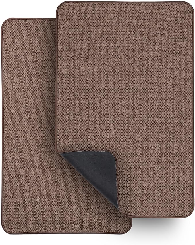 Bath Mat,Ultra Thin Bathroom Rugs,Rubber Bath Mats for Bathroom,No Slip Bath Rugs,Quick Dry,Machine Washable,Low Pile,Absorbent,Shower Outside,Sink,Home Decor Accessories.Brown,1'5"x2'3"(2 Pack)
