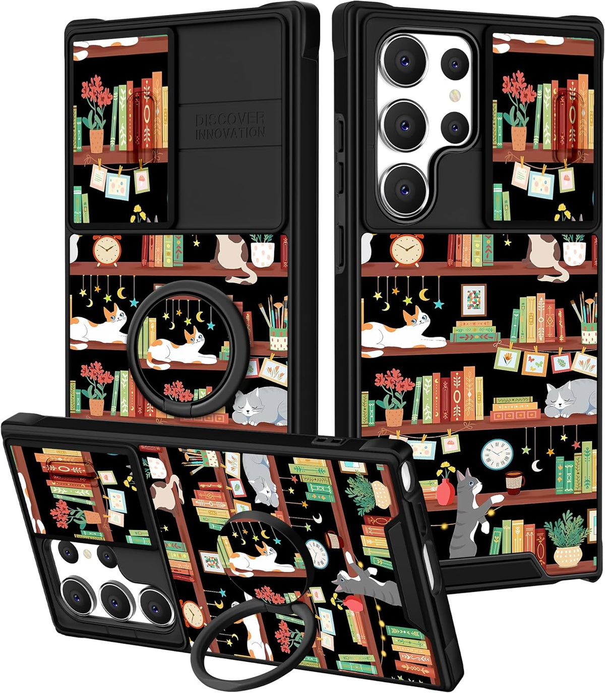Funermei S24 S24 for Samsung Galaxy Ultra Case - Women Girls Cute Phone Cover Pretty Girly Aesthetic Bookshelf Unique