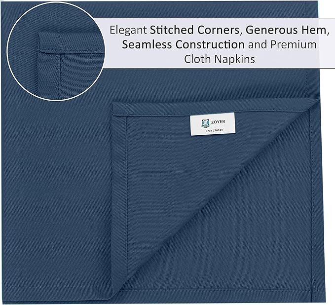 Zoyer Cloth Napkins Set of 12, 18x18 Inches Cotton Enrich Napkins Cloth ‎Washable, Soft & Durable Dinner Napkins for Parties, Wedding, Christmas, ‎Thanksgiving & Everyday Use - Mulitcolor 1 Each