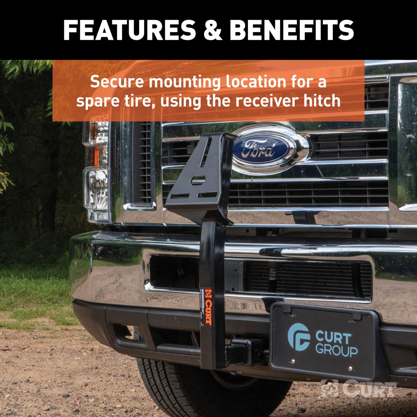 CURT 31006 24-Inch High Trailer Hitch Spare Tire Mount for 2-inch Receiver