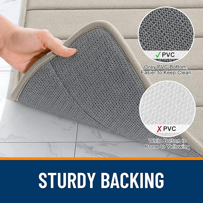 OLANLY Memory Foam Bath Mat 40x32, Super Soft Absorbent Bathroom Rugs, Quick Dry, Machine Washable Shower Floor Rugs, Bathmat Carpet, Bathroom Home Decor Accessories, Warm Taupe