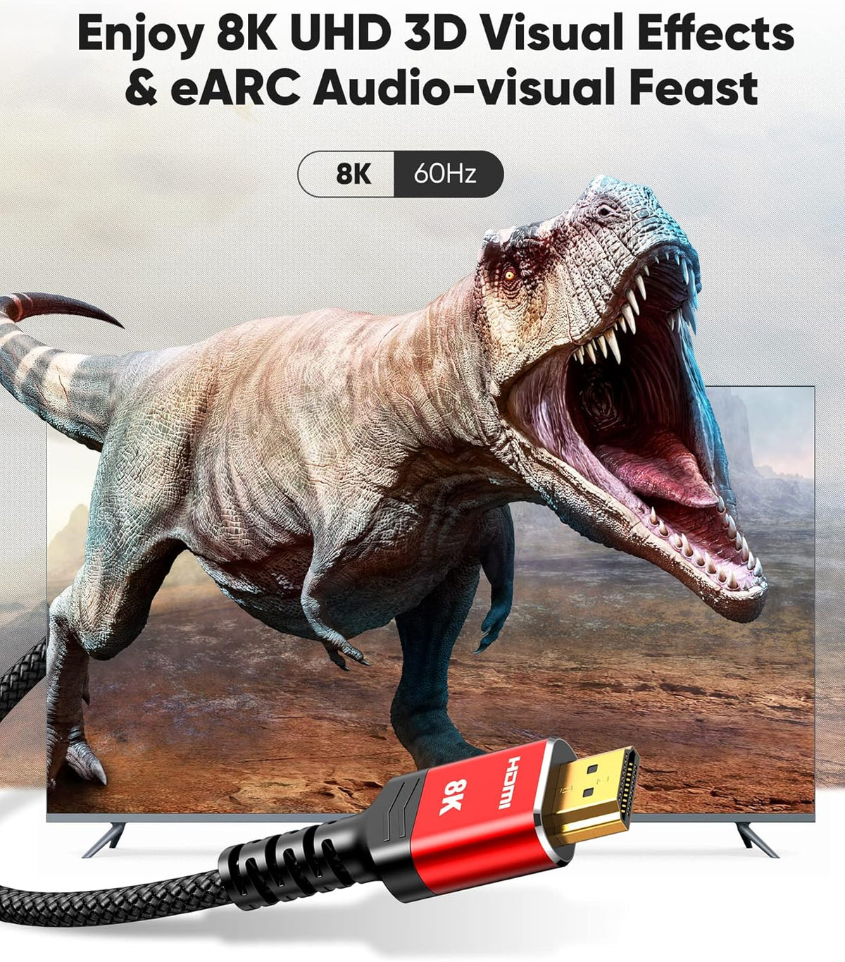 8K 2.1 15FT 2-Pack, Cord-4K@120Hz 8K@60Hz, 2.2 2.3, 10 Highwings HDMI Cable Ultra High Speed HDMI Cable Braided DTS:X