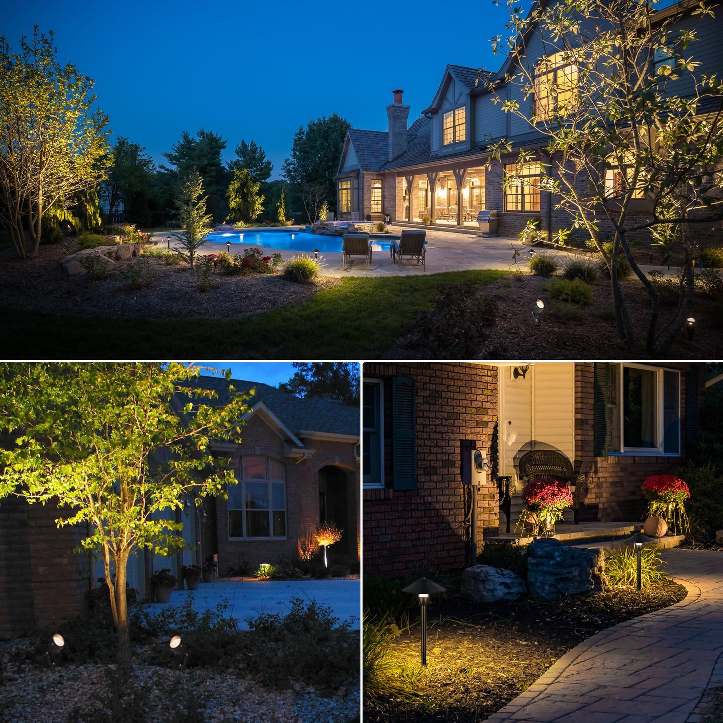 SUNVIE LED Low Voltage Landscape Lighting 12V Landscape Lighting Kit with Connectors, Low Voltage Pathway Lights with Spotlights Aluminum Pathway Lights Wired Waterproof for Patio Yard Garden, 12 Pack
