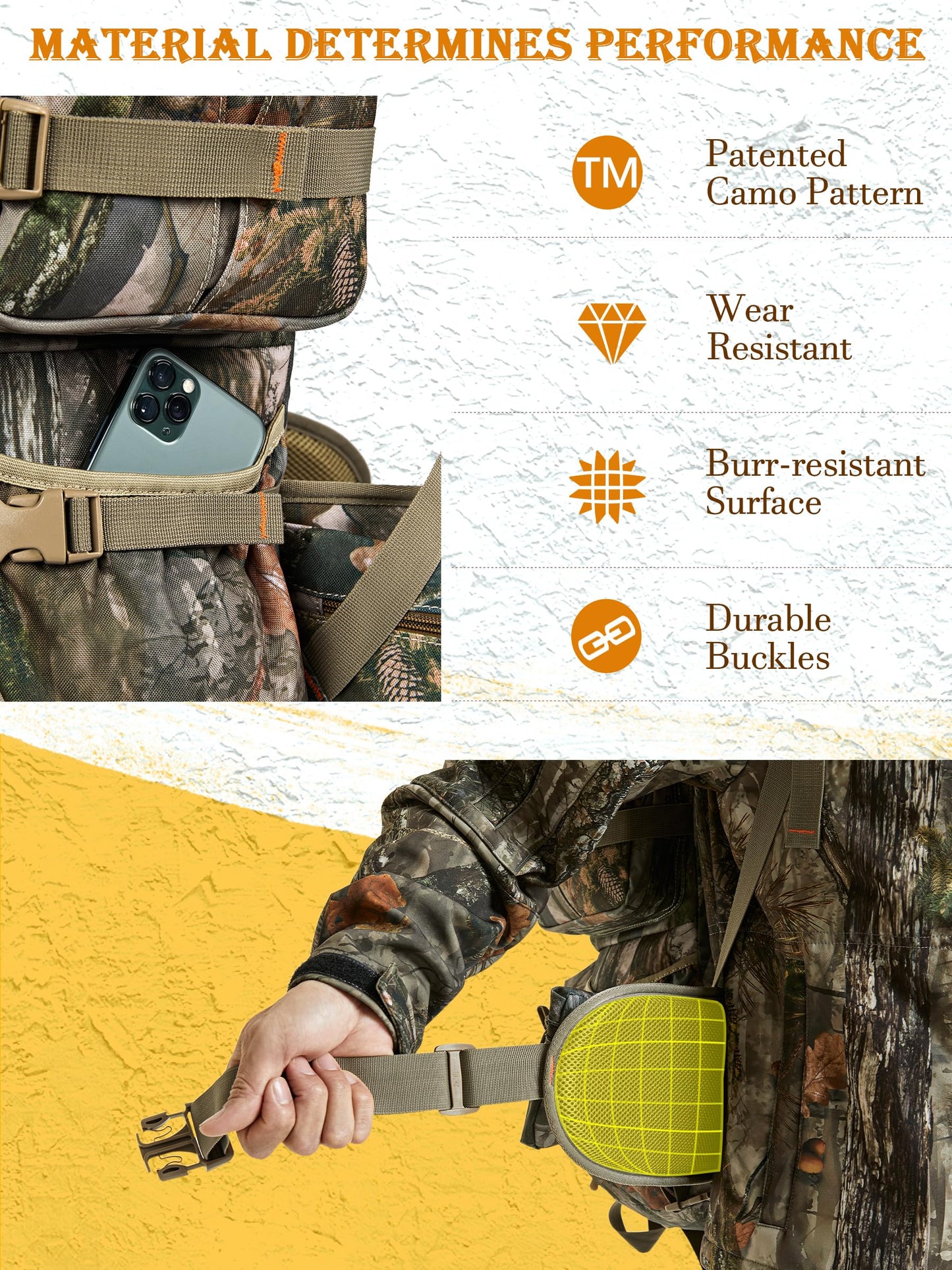 NEW VIEW 80L Hunting Backpack with Waterproof Rain Cover & Binocular Straps Harness Chest Pack with Detachable Rangefinder Pouch