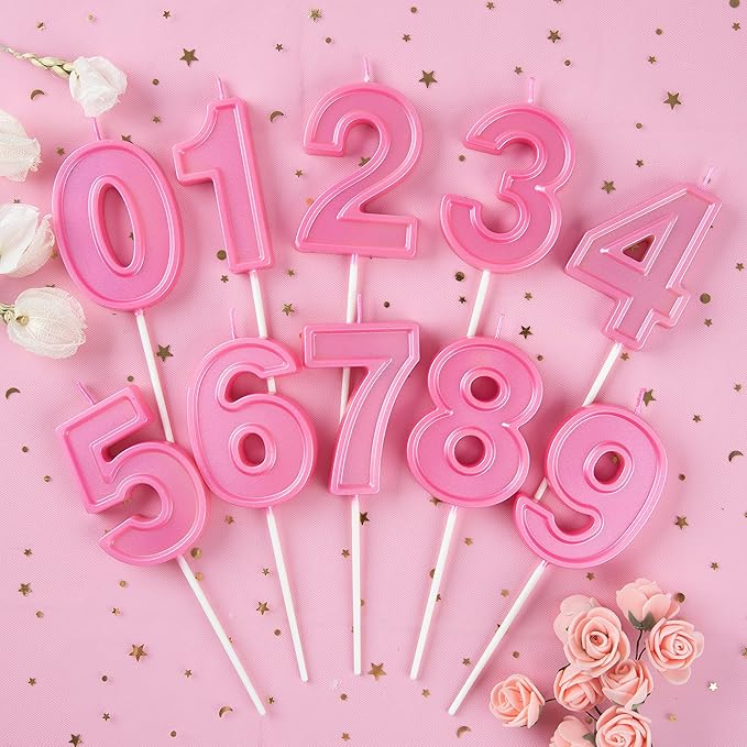 PHD CAKE 2.76 Inch Luxe Pink 4 Number Birthday Candles, Pink Number Candles, Cake Number Candles, Party Celebration