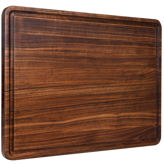 AZRHOM XL Large Walnut Wood Cutting Board for Kitchen 20x15 (Gift Box) with Juice Groove Handles Non-slip Mats Thick Reversible Butcher Block Chopping Board