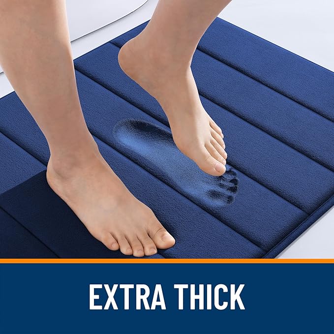OLANLY Memory Foam Bath Mat 70x46, Super Soft Absorbent Bathroom Rugs, Quick Dry, Machine Washable Shower Floor Rugs, Bathmat Carpet, Bathroom Home Decor Accessories, Twilight Sapphire