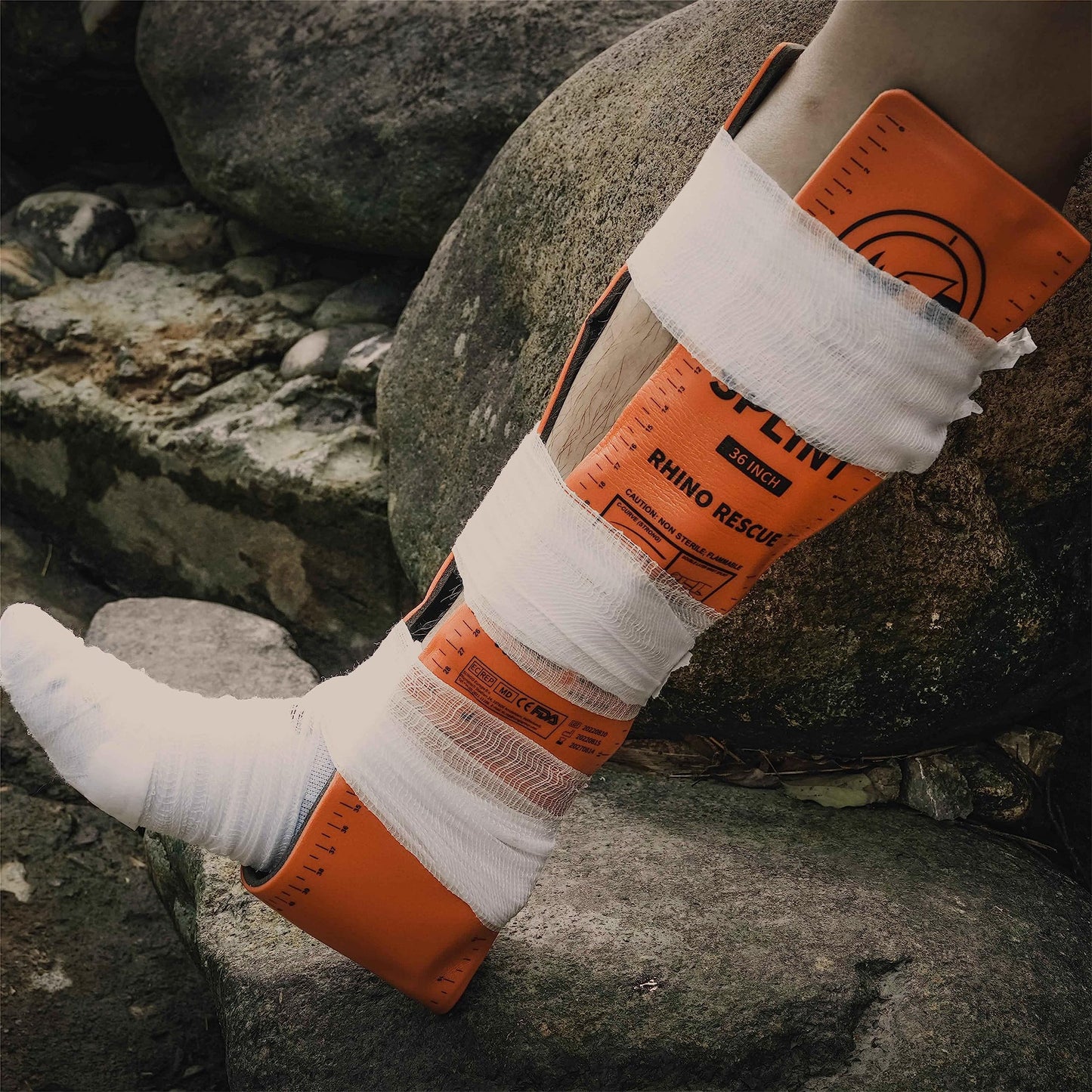 RHINO RESCUE Bundle-IFAK Trauma Kit with C-A-T Tourniquet for Wound Care+First Aid Splint 36" X 4.3" Orange-Gray, Keep Bones in Position
