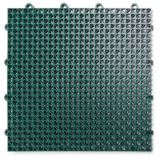 Big Floors DuraGrid Deck Tiles, Interlocking Outdoor Tiles for Patio, Self-Draining, UV-Resistant, Water-Resistant Modular Flooring, Easy Install, 40 Pack, Evergreen