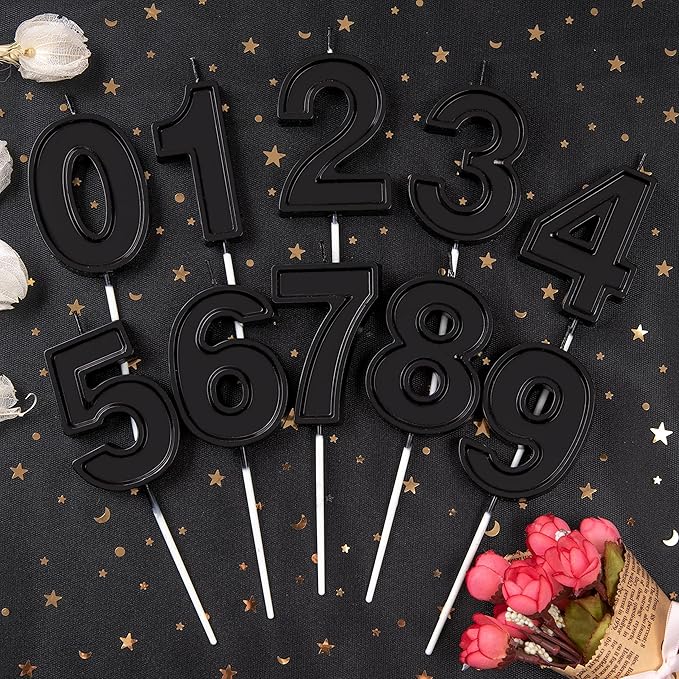 PHD CAKE 2.76 Inch Luxe Black 0 Number Birthday Candles, Black Number Candles, Cake Number Candles, Party Celebration