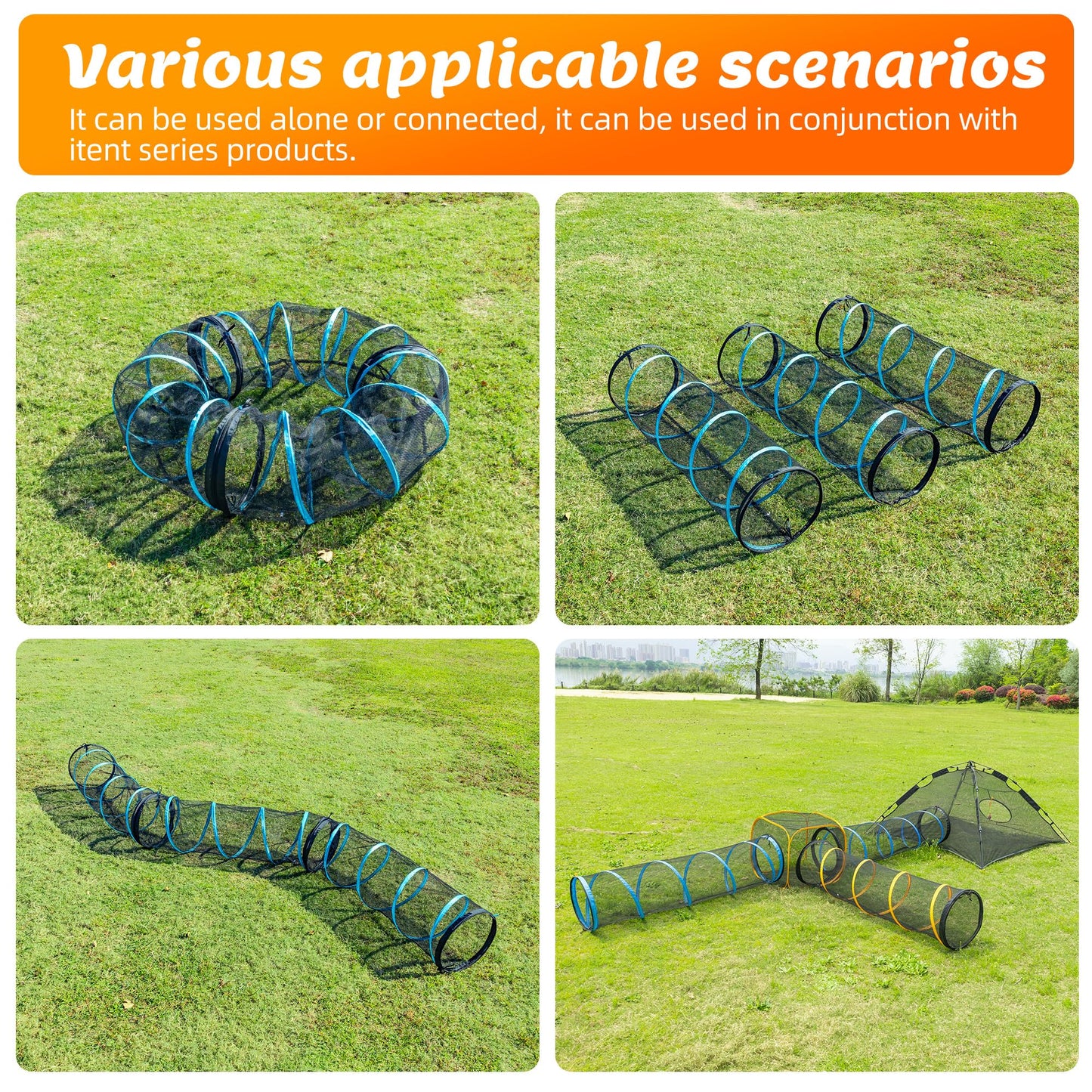 Extra Large Catio Outdoor Cat Enclosure,3 Tier Cat Tower Tent Weatherproof & Sunproof with 3 Doors(with Two Kinds of Canopies), Foladable and Portable Plus Run Tunnel(3 Packs).